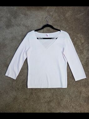 Pink Poodle -Light Pink V-Neck Knit Top with Strappy Detail